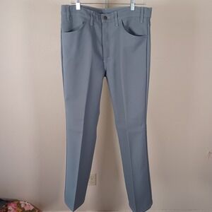 Levis Vintage Gray Dacron Gabardine Slacks Dress Career Pants Black Tab 35x32